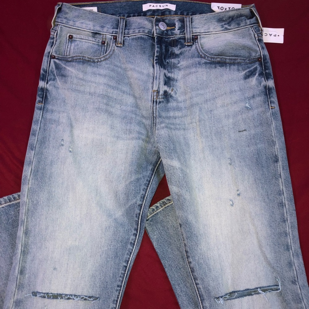 Pac-sun Slim Taper Light Blue Washed Jeans